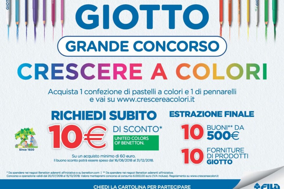 Giotto e United Colors of Benetton lanciano il grande concorso “Crescere a Colori”