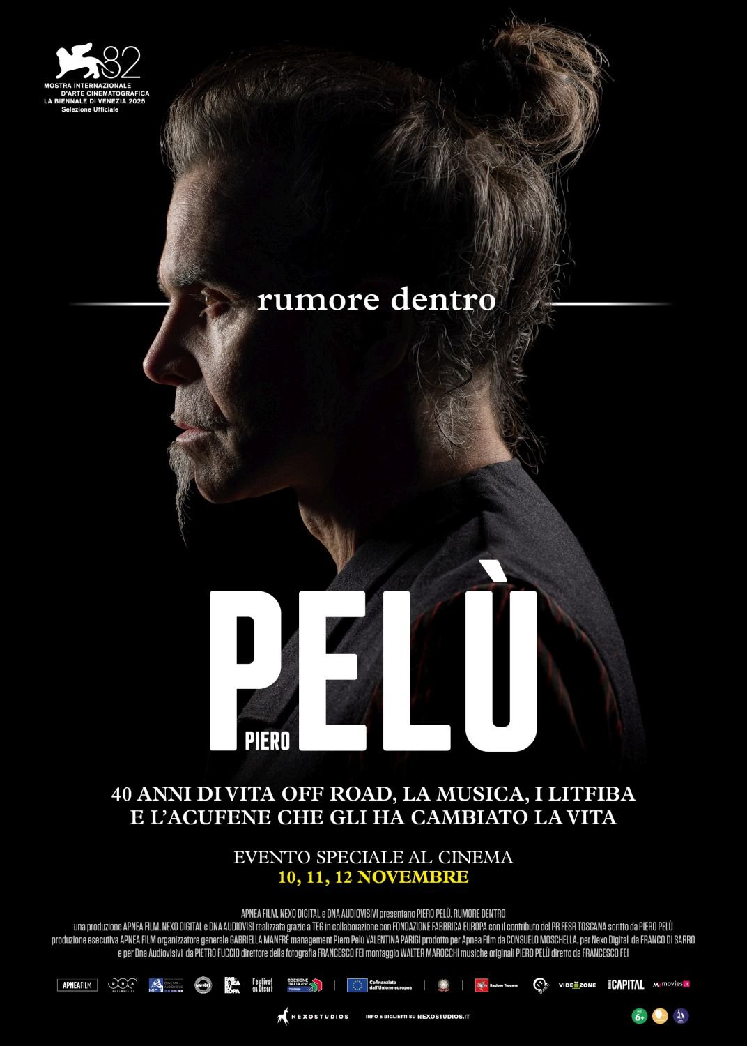 Alla 82. Mostra Internazionale d’Arte Cinematografica di Venezia fuori concorso PIERO PELU’. RUMORE DENTRO