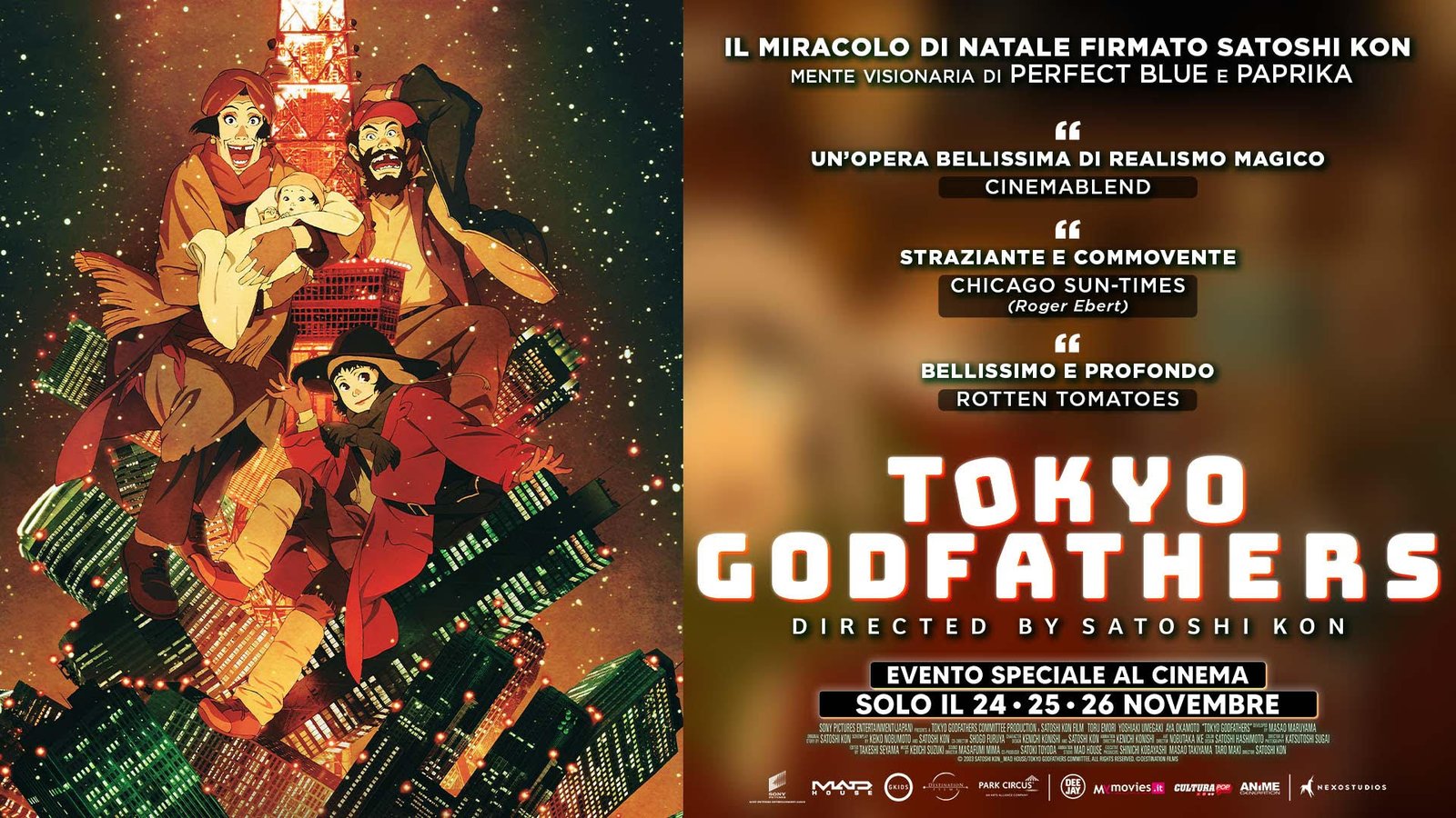 TOKYO GODFATHERS al cinema solo il 24,25 e 26 Novembre